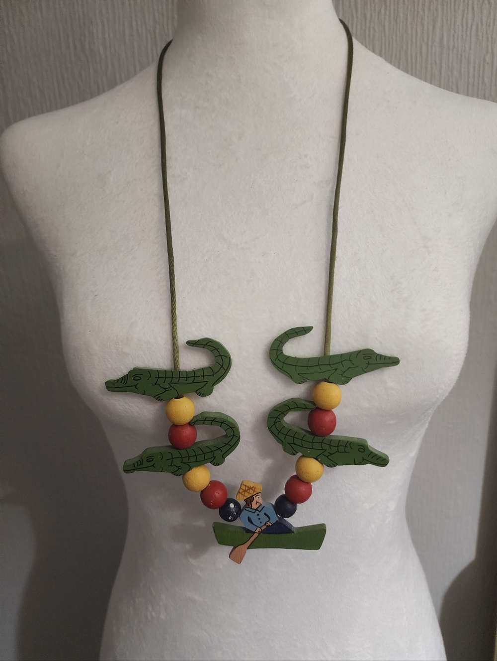 Alligator Wood Beaded Cord Necklace - Picture 4 of 7